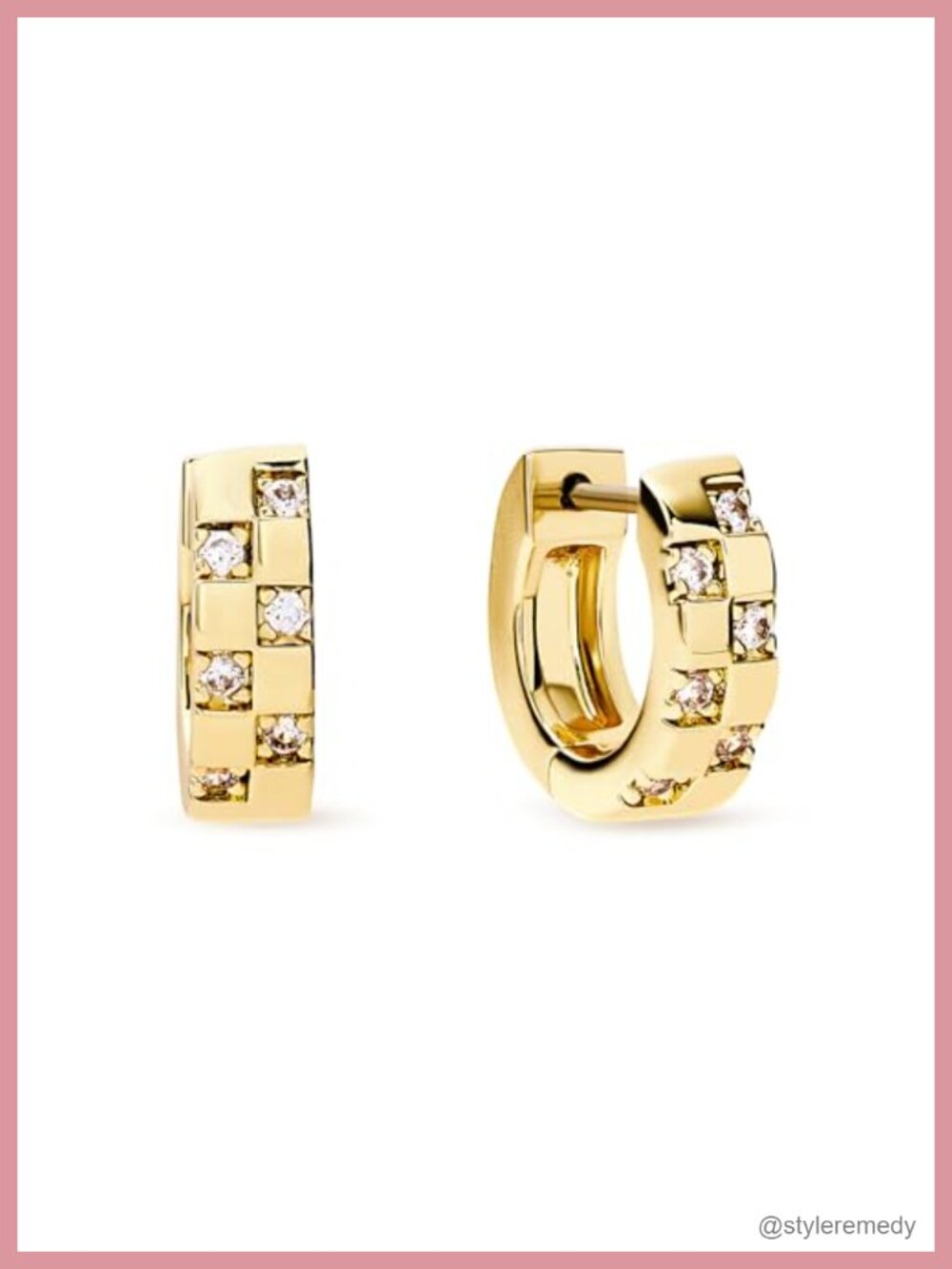 Chunky Hoop Earrings 14K Gold Plated Cubic Zirconia Hypoallergenic